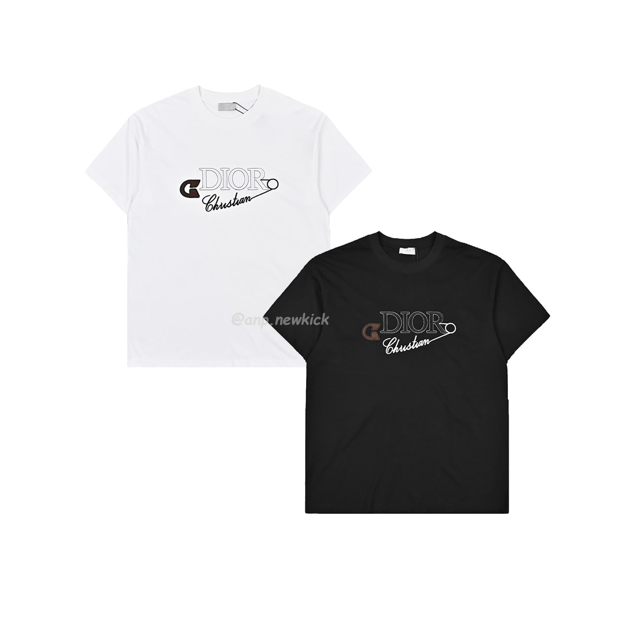 Dior 24ss Pin Logo Contrasting Embroidered Short Sleeved T Shirt (1) - newkick.vip